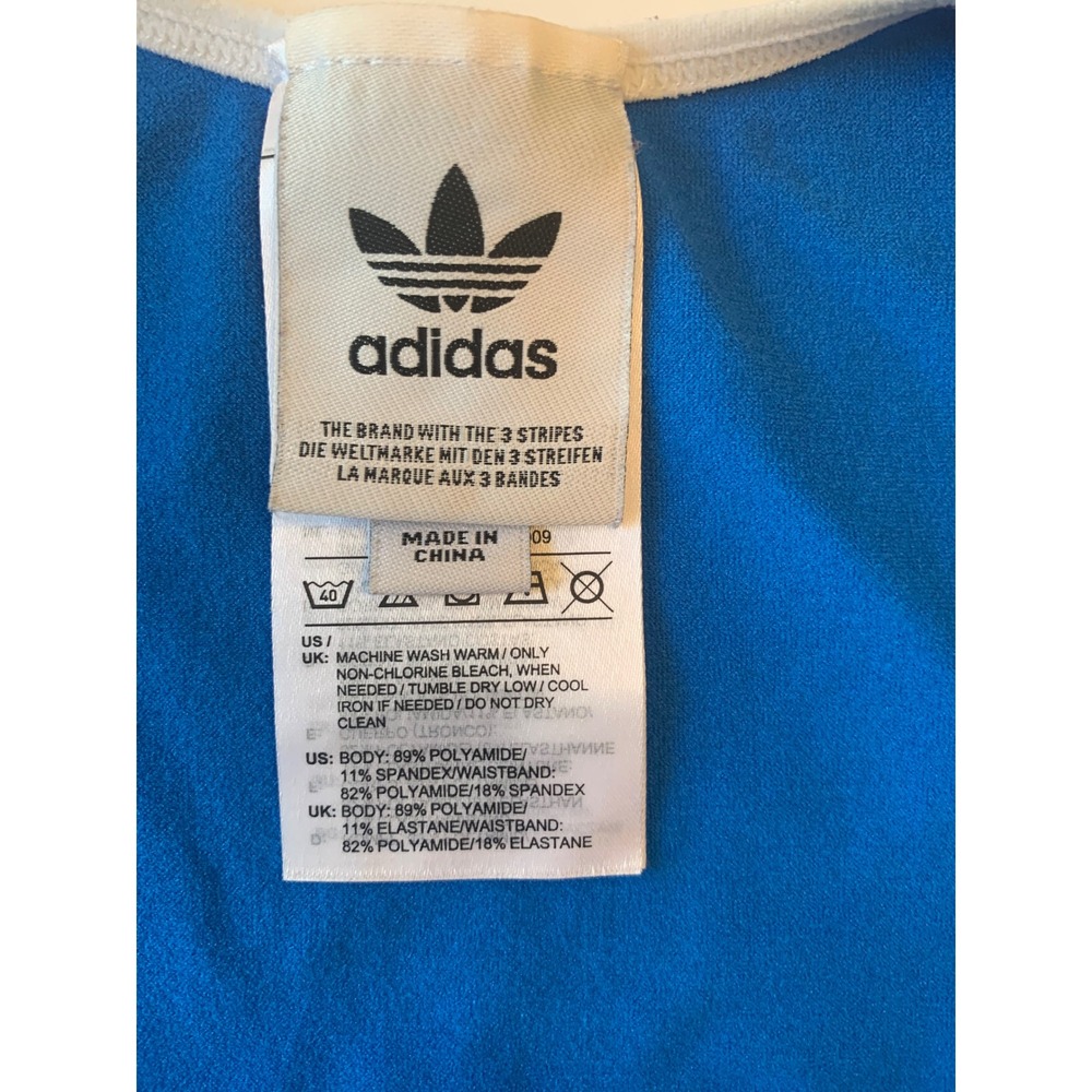 Adidas Originals Women Blue Seamless Trefoil Logo Crop Top Bralette Size L - Picture 5 of 6